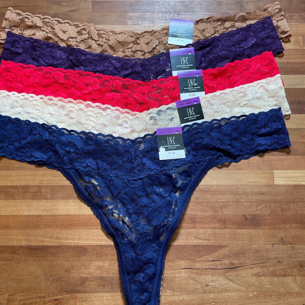 I.n.c. Lace Thong Underwear panty pack set of 5 XXL